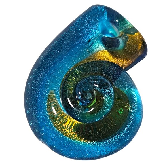 Murano Style Glass Spiral Pendant Blue Gold Abstract Art Deco DIY Jewelry Women - Picture 1 of 3